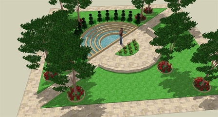 簡約綠地景觀環境設計su模型[原創]