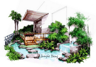 手繪小景|空間|景觀設計|設計師三月 - 臨摹作品 